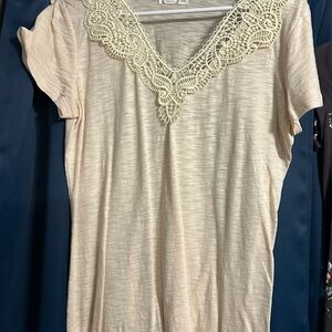 Maurices Cream Lace Accent Blouse